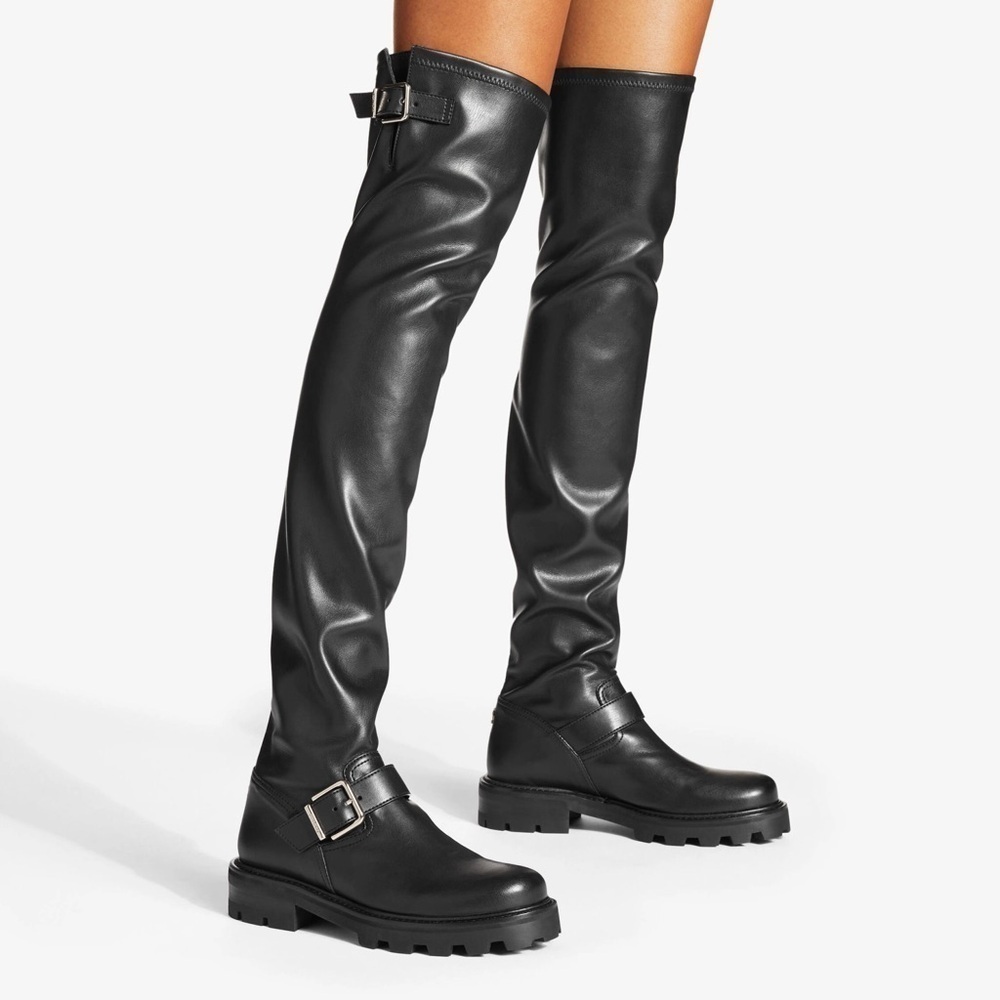 NWOT Nine West Nans Faux Leather Over-The-Knee OTK Pull-On Lug Sole Boot 7.5
